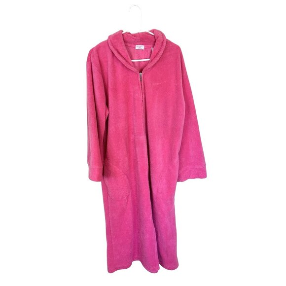 Secret Treasures Womens Pink Robe 2X Zip Up Pockets Full Length Maxi Barbie - Picture 1 of 9